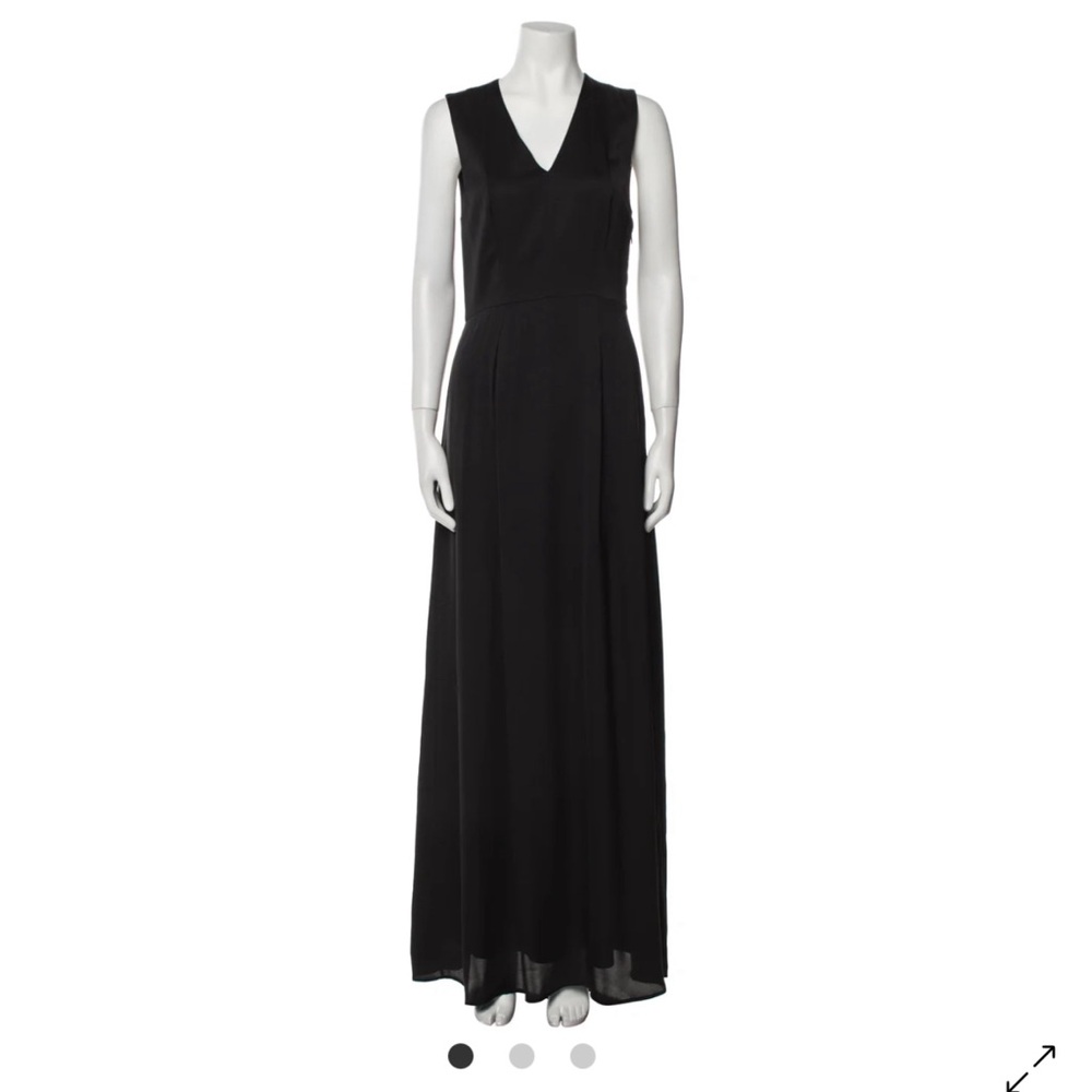 Theory Silk Long Dress Black Frost Poignant V Neck Maxi Dress‎ Size 0